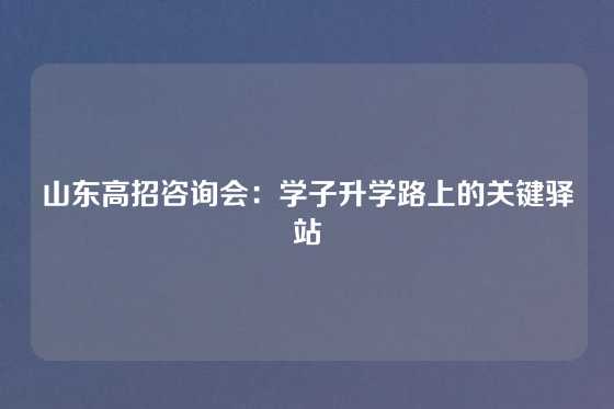山东高招咨询会:学子升学路上的关键驿站