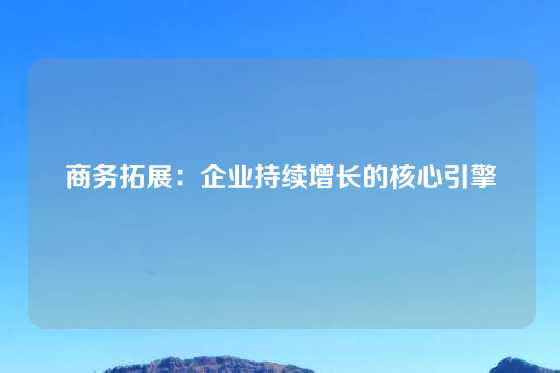 商务拓展:企业持续增长的核心引擎