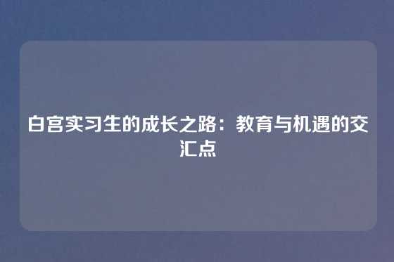 白宫实习生的成长之路：教育与机遇的交汇点