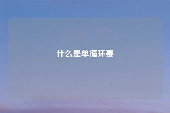 什么是单循环赛